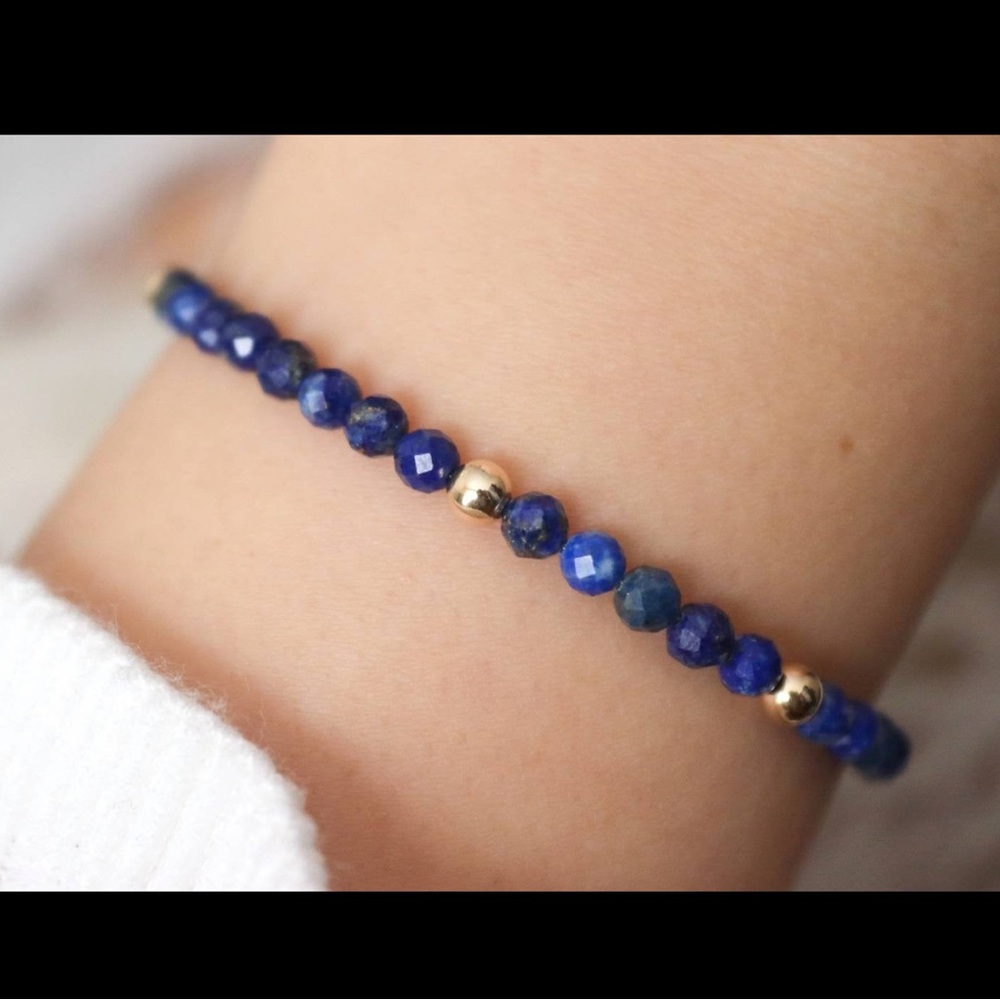 Lapis Lazuli Bracelet blue gemstone in silver or gold
